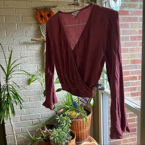 Mauve Taupe Hippie Boho Top - Picture 2 of 7
